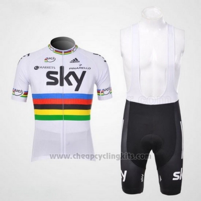 2012 Cycling Jersey Sky UCI World Champion Red and White Short Sleeve and Bib Short