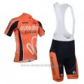 2013 Cycling Jersey Euskalte Orange Short Sleeve and Bib Short