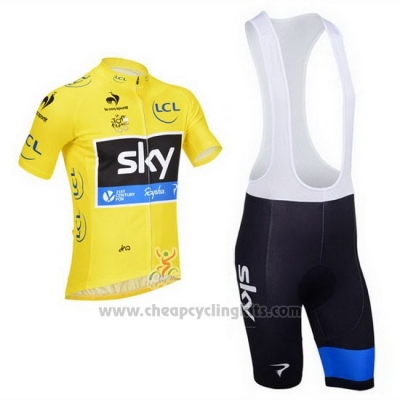 2013 Cycling Jersey Sky Lider Yellow and Black Short Sleeve and Bib Short