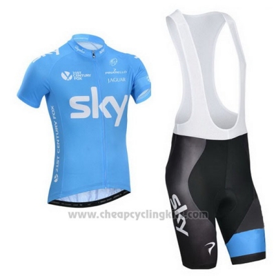 2014 Cycling Jersey Sky Sky Blue and White Short Sleeve and Bib Short