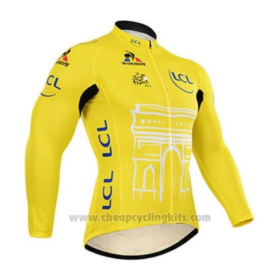 2015 Cycling Jersey Tour de France Yellow Long Sleeve and Bib Tight