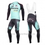 2016 Cycling Jersey Bianchi Mtb Ml Black and Green Long Sleeve and Bib Tight