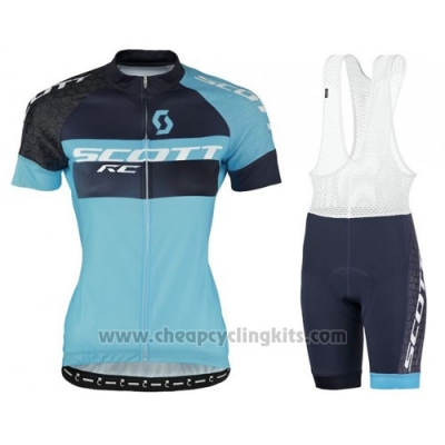 2016 Cycling Jersey Scott Black Bluee Short Sleeve and Bib Short