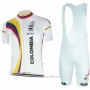 2017 Cycling Jersey Colombia White Short Sleeve and Bib Short