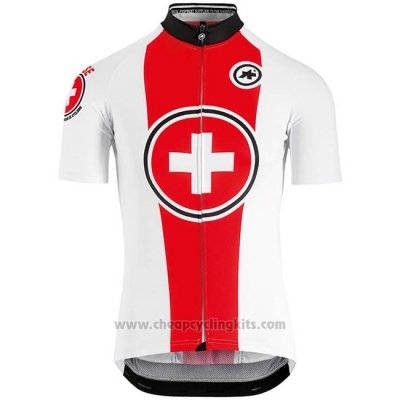 2018 Cycling Jersey Switzerland Red White Short Sleeve and Bib Short