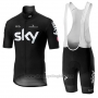 2019 Cycling Jersey Sky Black Short Sleeve and Overalls