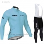 2019 Cycling Jersey STRAVA Sky Blue Long Sleeve and Overalls