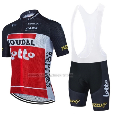 2021 Cycling Jersey Lotto Soudal Black White Red Short Sleeve and Bib Short