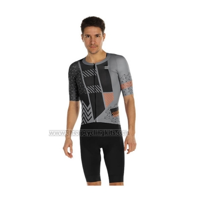 2021 Cycling Jersey Sportful Black Gray Orange Short Sleeve and Bib Short