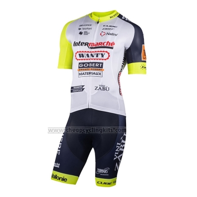 2022 Cycling Jersey Wanty-Gobert Cycling Team White Blue Short Sleeve and Bib Short