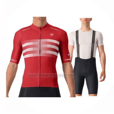 2024 Cycling Jersey Castelli Red Blanco Short Sleeve And Bib Short