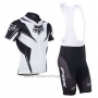 2013 Cycling Jersey Fox White and Black Short Sleeve and Bib Short