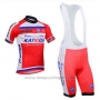 2013 Cycling Jersey Katusha White and Red Short Sleeve and Bib Short