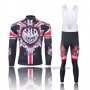 2013 Cycling Jersey Rock Racing Black and Red Long Sleeve and Bib Tight