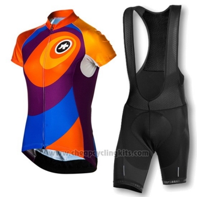 2016 Cycling Jersey Women Assos Orange and Blue Short Sleeve and Bib Short