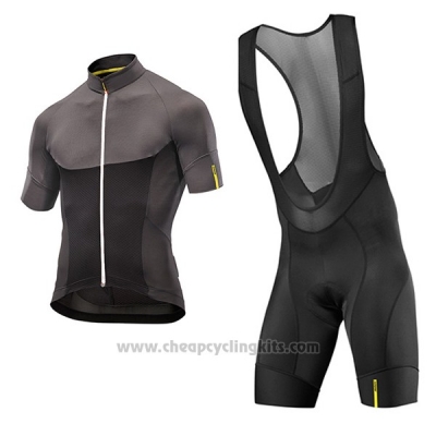 2017 Cycling Jersey Mavic Black and Gray Short Sleeve and Bib Short