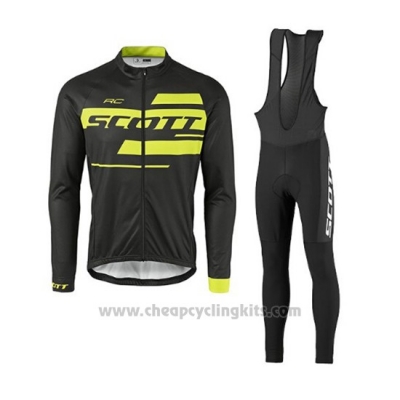 2017 Cycling Jersey Scott Black and Yellow Long Sleeve and Bib Tight