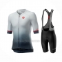 2021 Cycling Jersey Castelli Black Gray White Short Sleeve and Bib Short