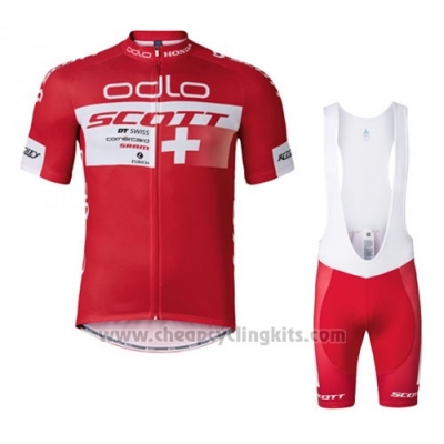 2016 Cycling Jersey Scott White and Red Short Sleeve and Bib Short