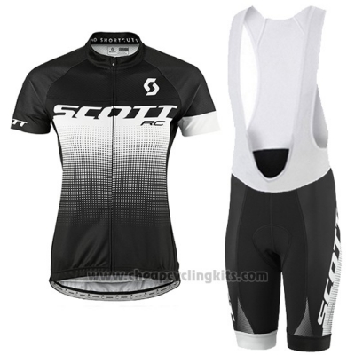 2016 Cycling Jersey Women Scott Black and White Short Sleeve and Bib Short