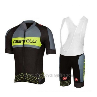 2017 Cycling Jersey Castelli Green and Black Short Sleeve and Bib Short