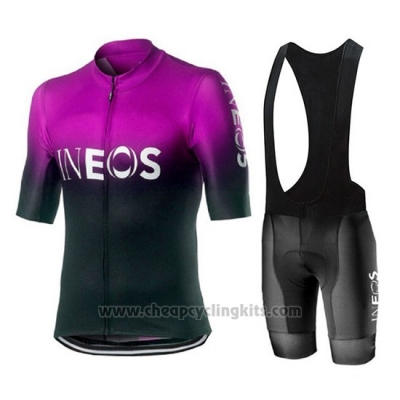 2019 Cycling Jersey Castelli Ineos Black Purple Short Sleeve and Bib Short