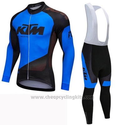 2019 Cycling Jersey Ktm Black Bluee Long Sleeve and Bib Tight