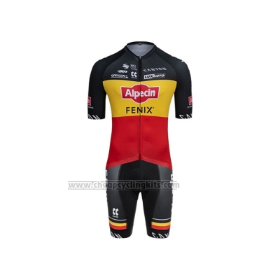 2021 Cycling Jersey Alpecin Fenix Champion Belgium Short Sleeve and Bib Short