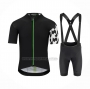 2021 Cycling Jersey Assos Black White Green Short Sleeve and Bib Short