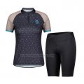 2021 Cycling Jersey Women Scott Gray Brown Short Sleeve and Bib Short