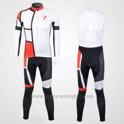 2012 Cycling Jersey Pinarello Red and White Long Sleeve and Bib Tight