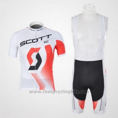 2012 Cycling Jersey Scott White and Red Short Sleeve and Bib Short