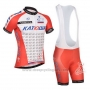 2014 Cycling Jersey Katusha White and Red Short Sleeve and Bib Short