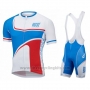 2016 Cycling Jersey Rose White and Blue Short Sleeve and Bib Short