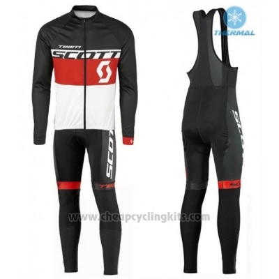 2016 Cycling Jersey Scott Black and Red Long Sleeve and Bib Tight