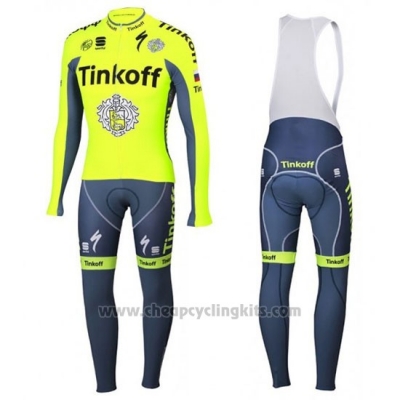 2016 Cycling Jersey Tinkoff Green and Gray Long Sleeve and Bib Tight [BQXE-3896]