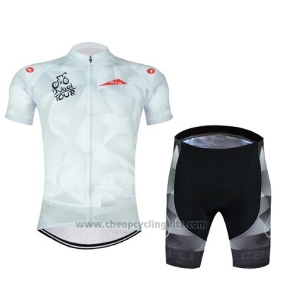 2017 Cycling Jersey Abu Dhabi Tour White and Red Short Sleeve and Bib Short