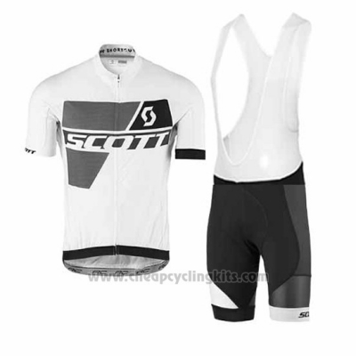 2017 Cycling Jersey Scott Gray and White Short Sleeve and Bib Short