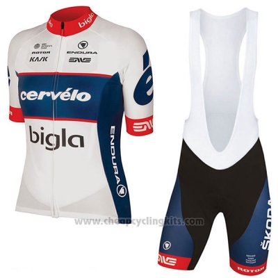 2017 Cycling Jersey Women Cervelo Bigla White Short Sleeve and Bib Short