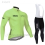 2019 Cycling Jersey STRAVA Light Green Long Sleeve and Overalls