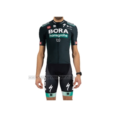 2021 Cycling Jersey Bora-Hansgrone Dark Green Short Sleeve and Bib Short