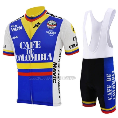 2021 Cycling Jersey Colombia Blue White Short Sleeve and Bib Short