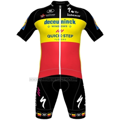 2021 Cycling Jersey Deceuninck Quick Step Black Yellow Red Short Sleeve and Bib Short