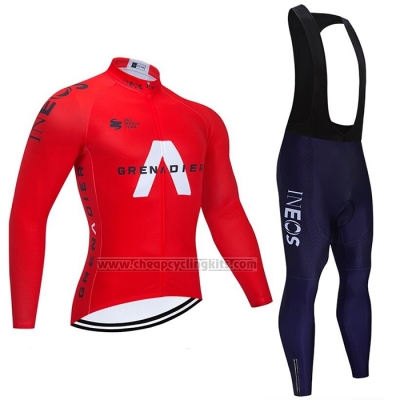 2021 Cycling Jersey Ineos Grenadiers Red Long Sleeve and Bib Short