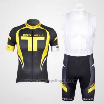 2011 Cycling Jersey Castelli Yellow and Black Short Sleeve and Bib Short