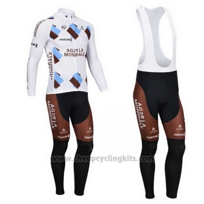 2013 Cycling Jersey Ag2rla Marron Long Sleeve and Bib Tight