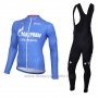 2016 Cycling Jersey Gazprom Rusvelo Colnago Blue and White Long Sleeve and Bib Tight