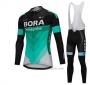 2018 Cycling Jersey Bora Green and Black Long Sleeve and Bib Tight