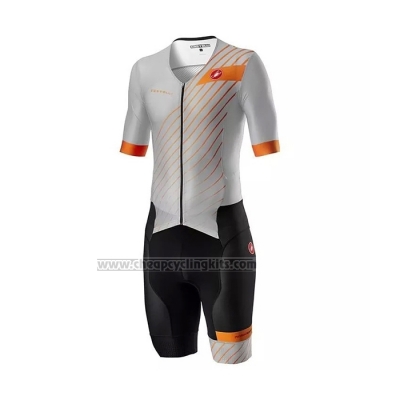 2021 Cycling Jersey Castelli Gray Short Sleeve and Bib Short