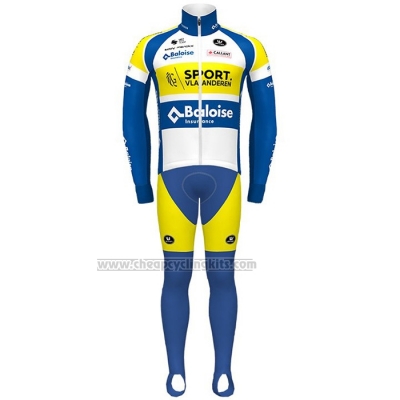 2021 Cycling Jersey Sport Vlaanderen Baloise Blue Yellow Long Sleeve and Bib Short